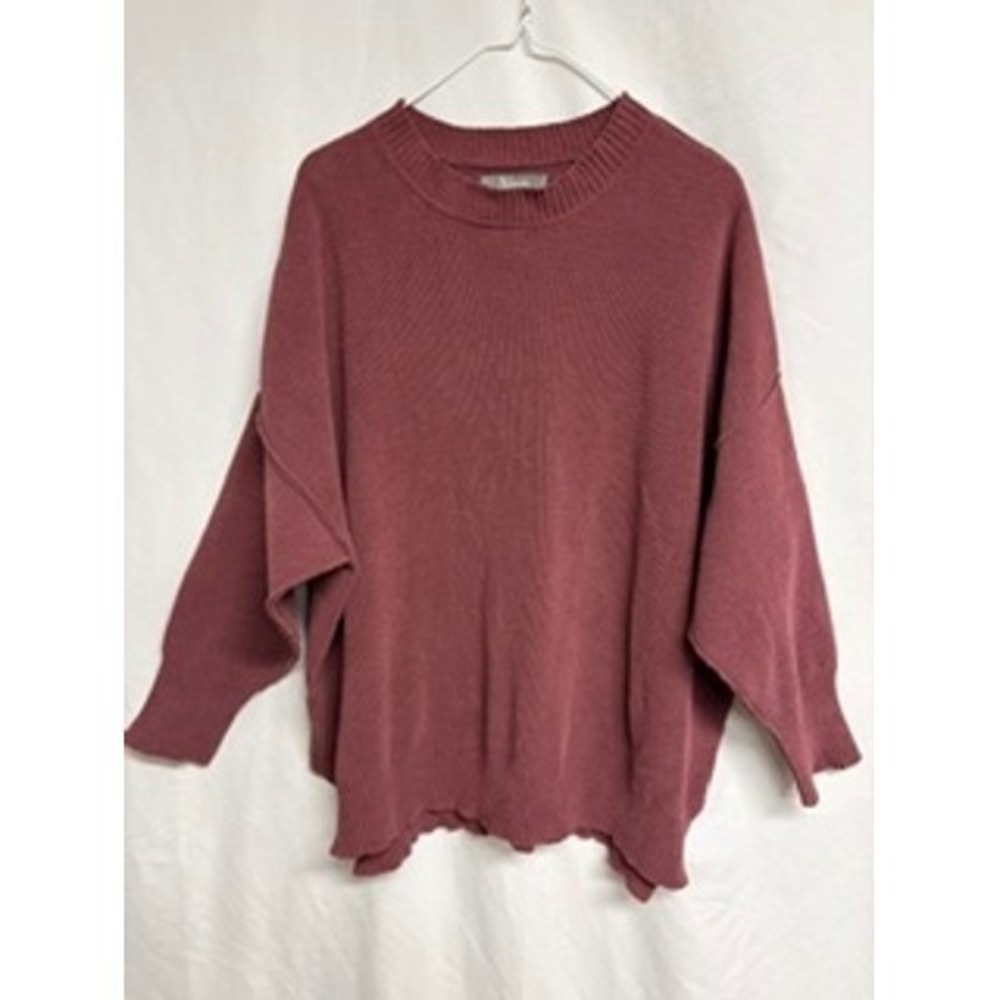 Natural Reflections Mauve Oversized Knit Crewneck Sweater Womens M Fishermen